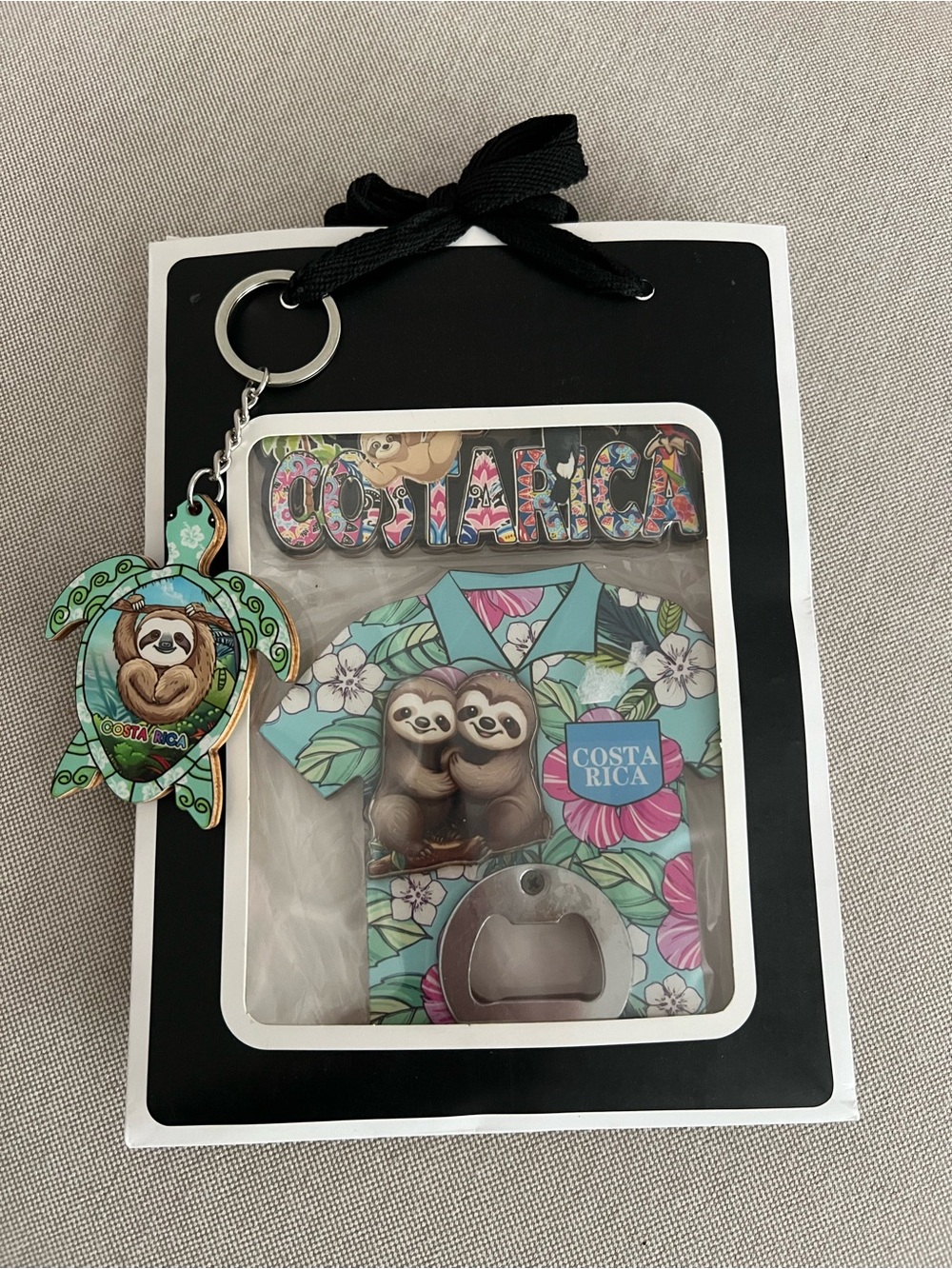 New Costa Rica Souvenir Set Sloth Bottle Opener Turtle Keychain Travel Gift 🦥🐢🇨🇷